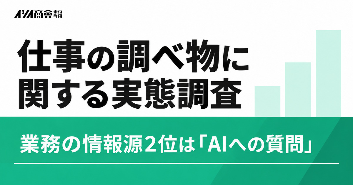 仕事の調べ物に関する実態調査 業務の情報源2位は「AIへの質問」